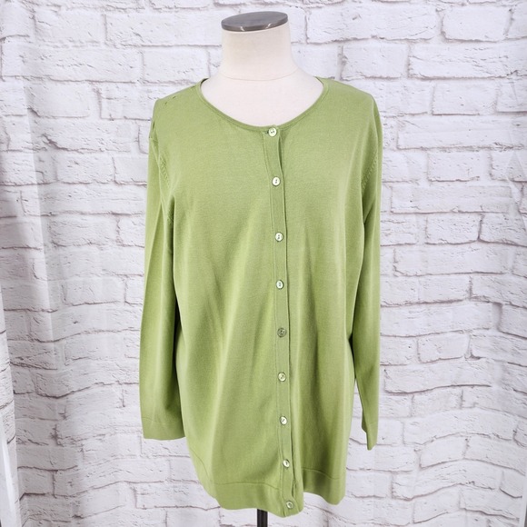 august silk Sweaters - August Silk Slime Green Cardigan Professional Work Layering Stretch Office 1X